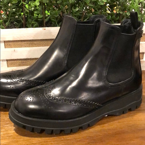 Prada Shoes - new PRADA Leather Wing-Tip Chelsea Boots